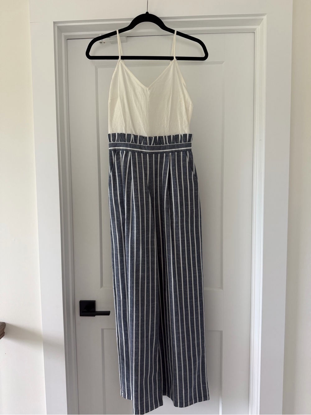 Lydelle Cream Bodice Navy-and-Cream Striped Wide-Leg Jumpsuit